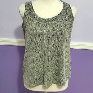 J. Jill Pure Jill White & Black Textured Stretchy Linen Blend Sleeveless Top